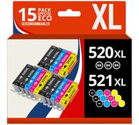 123CONSOMMABLES - PGI-520 CLI-521 - Cartouches d'encre compatibles pour Canon Pixma IP3600 IP4600 IP4600X IP4700 MP540 MP550 MP560 MP620 MP630 MP640 MP640R MP980 MP990 MX860 MX870 (Lot de 15)