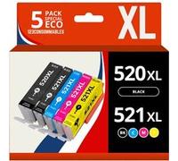 123CONSOMMABLES - PGI-520 CLI-521 - Cartouches d'encre compatibles pour Canon Pixma IP3600 IP4600 IP4600X IP4700 MP540 MP550 MP560 MP620 MP630 MP640 MP640R MP980 MP990 MX860 MX870 (Lot de 5) Pack G