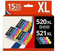 123CONSOMMABLES - PGI-520 CLI-521 - Cartouches d'encre compatibles pour Canon Pixma IP3600 IP4600 IP4600X IP4700 MP540 MP550 MP560 MP620 MP630 MP640 MP640R MP980 MP990 MX860 MX870 (Lot de 15) Pack G