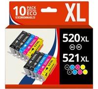 123CONSOMMABLES - PGI-520 CLI-521 - Cartouches d'encre compatibles pour Canon Pixma IP3600 IP4600 IP4600X IP4700 MP540 MP550 MP560 MP620 MP630 MP640 MP640R MP980 MP990 MX860 MX870 (Lot de 10) Pack G