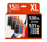 123CONSOMMABLES - PGI530 - CLI531 - Cartouche d'encre Compatible avec Canon PGI-530 / CLI-531 Multipack pour Pixma TS8750 TS8751 (6 Noir / 3 Cyan / 3 Magenta / 3 Jaune)