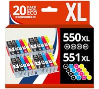 123CONSOMMABLES - PGI550/CLI551 XL - Cartouches Encre Compatible avec Canon 550 551 pour Pixma MX925 iP7200 iP7250 MG5650 MG7550 MG6350 MG6650 MX725 MX920 (8 Noir / 4 Cyan / 4 Magenta / 4 Jaune)