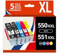 123CONSOMMABLES - PGI550/CLI551 XL - Cartouches encre compatible avec Canon 550 551 pour Pixma MX925 iP7200 iP7250 MG5650 MG7550 MG6350 MG6650 MX725 MX920 (2 Noir / 1 Cyan / 1 Magenta / 1 Jaune)