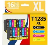 123CONSOMMABLES - T1285 - Pack de 16 Cartouches d'encre Compatible avec EPSON T1285 Renard (T1281 T1282 T1283 T1284) - pour EPSON Stylus T22 Office BX305F BX305FW SX125 SX130 SX230 Pack G