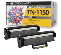 123CONSOMMABLES - TN-1150 - Pack 2 Toners Compatibles avec Brother TN1150 - Noir - pour Brother