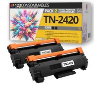 123CONSOMMABLES - TN2420 - Pack 2 Toners Noir pour Brother DCP-L2530DW | Compatible avec Brother MFC-L2710DW, DCP-L2510D, HL-L2350DW, HL-L2310D et HL-L2375DW