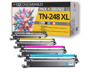 123CONSOMMABLES - TN248XL - Pack 4 compatible avec Brother TN248 TN-248 XL pour Brother MFC-L8390CDW