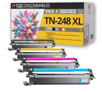 123CONSOMMABLES - TN248XL - Pack 4 Toner TN248 pour Brother DCP-L3560CDW | Compatible avec Brother MFC-L3760CDW, MFC-L8390CDW, HL-L3240CDW, HL-L3220CW et DCP-L3520CDW