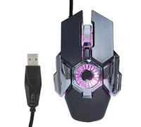 125 Souris de jeu filaire ergonomique rétroéclairée - Souris d'ordinateur de jeu RVB à 6 boutons - Souris de jeu filaire pour ordinateur portable de bureau avec ventilateur (gris)