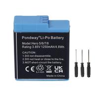 1250mAh 3.85V AHDBT-801 Batterie pour GoPro pour Hero 5 6 7 8 2018 | AABAT-001 AHDBT-501 CS-GDB501MX AHDBT-701 AHDBT-801 025416 421850 Batterie de caméra Li-ion