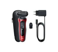 1257043 Rasoir Barbe Braun 61 R1000S Series 6 Sens Flex Rouge Et Noir