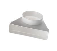 Ø 125mm - 220x55mm Coude 90° - Adaptateur pour Tubes Ronds à Rectangulaires - PVC