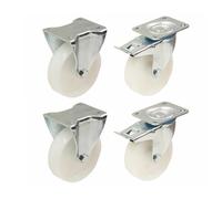 125mm 5" inch nylon castors heavy duty fixed & braked castors set 170kg each - s