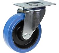 125mm swivel castor with blue elastic rubber on nylon centre wheel