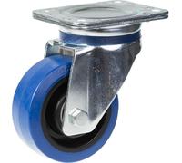 125mm swivel castor with blue elastic rubber on nylon centre wheel