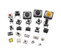 125Pcs 25 Species Tactile Push Button Switch SMD DIP 2x4/3x6/4x4/6x6/12x12 Tactile Push Button Switches DIY Assortment Kit NWPNLXEA