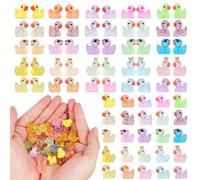 125pcs Mini Canards en Résine, 5 Styles Canards Miniatures Colorés avec Décoration de Lunettes de Soleil & Couronne Petite Figurine Canards pour Maisons de Poupées, Paysages, Jeux, Bricolage
