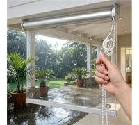 125x200cm Rideau Pluie Transparent PVC Balcon,Store Enroulable Imperméable | Store Manuel pour extérieur Balcon véranda Baie-Vitrée Rail Aluminium,0.5mm,toile Protection Pluie Vent,Montée Manuelle
