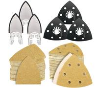 126 Kit de Papier Abrasif Multitool 93mm Compatible avec Makita et Fein Delta-Schleifer en différentes granulométries idéal pour poncer bois dur dans espaces étroits éliminer rouille réparer murs