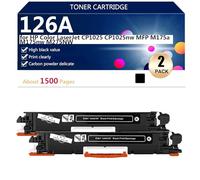 126A CE310A CE311A CE312A CE313A Cartouches de Toner Compatibles pour HP Color LaserJet CP1025 CP1025nw MFP M175a M175nw Imprimante, Haute Capacité 1500 Pages, Impression Haute Définition,Black-2 pack