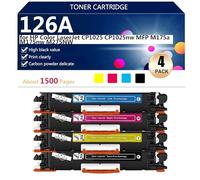 126A CE310A CE311A CE312A CE313A Cartouches de Toner pour HP Color LaserJet CP1025 CP1025nw MFP M175a M175nw M275NW Imprimantes, pour Écoles, Hôpitaux et Banques, 1500 Pages,BCMY-1 Pack