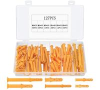 127 Pcs Chevilles Murales, Cheville Beton, Cheville Parpaing Creux, Cheville Brique Creuse, Cheville Plastique, Cheville à Expansion pour Mur Creux, Cheville pour Plaques de Plâtre Beton Fixations