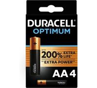 [12740] Duracell Pack 4 Piles Alcalines Optimum MN1500 AA LR6 200% ExtraLife