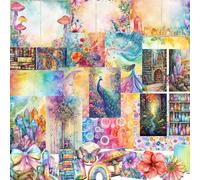 128 pièces de papier et autocollants, thème arc-en-ciel avec motifs floraux et de liberté, pour étiquettes de cadeaux, artisanat de papier découpable pour kit de journal de gribouillage, scrapbooking,