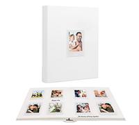 128 Poches Album Photo avec Espace d'Écriture pour Appareil Photo Instantané Fujifilm Instax Mini 12/11/9, Album Photo Polaroid de 2x3 Pouces avec Fenêtre Avant, Couverture en Cuir Végan(Blanc)