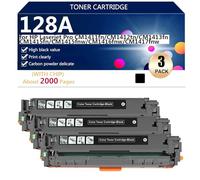 128A Cartouche de Toner de Remplacement avec Puce pour HP LaserJet Pro CM1411fn CM1412tn CM1413fn CM1415fn CM1415fnw CM1416fnw Imprimante, Nette et Précise, 2000 Pages,Black-3 Pack