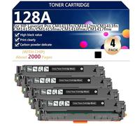 128A Cartouche de Toner Haute Capacité Compatible pour HP LaserJet Pro CM1411fn CM1412tn CM1413fn CM1415fn CM1415fnw CM1416fnw CM1417fnw CM1418fnw Imprimantes, 2000 Pages,Black-4 Pack