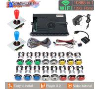 128GB 3D Pandora Saga EX2 Arcade Box 10888 en 1 Kit de bricolage Console de jeu 8 voies Joystick lumière LED interrupteur bouton poussoir armoire Bartop all red