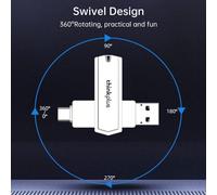 128GB Dual USB3.0 + Type-C Flash Drive, Zinc Alloy, 64x15.5x9.8mm