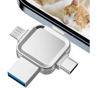 128GB lphone USB key for i0S/Pad/Android/PC. 4 in 1 lphone USB stick is used to free up storage space on the phone.