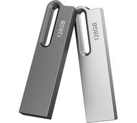 128GB USB 3.0 Flash Drives Pack of 2 Waterproof Metal Flash Drives 128GB for PC,Laptop,Data Storage,(2 x 128 GB Silver Black)