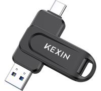 128GB USB C Flash Drive 100MB/s 3.0 Swivel Dual USB-A and Type-C for Smartphone Tablet iPhone 15/16 Car Game Console, Black