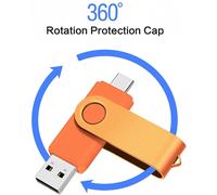 128GB USB C Flash Drive,OTG USB C Pen Drive,USB 3.0 and USB C Flash Drive,USB Type C Memory Stick for USB A + USB C Android Smartphone Metal Orange