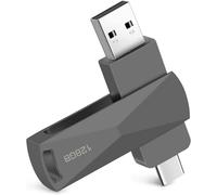 128GB USB C Flash Drive, Type-C 128GB USB Key, 2 in 1 OTG Pendrive 128GB, Type C and USB 2.0 Memory Stick for Smartphones with Type-C and OTG Enabled, Macbook, PC, Tablet (Grey)