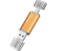 128GB USB C Flash Drive,USB 2.0 OTG Type C 2 in 1 Pen Drive Portable Memory Stick USB Flash Drive for Smartphones (Gold)