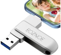 128GB USB Flash Drive for iPhone,3 in 1 External Storage Memory No APP for Recording Photos and Videos,USB Stick Compatible with iPhone/iPad/Android/PC/Mac