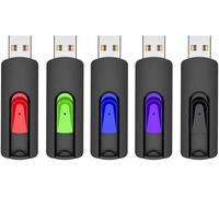 128GB USB Flash Drive, Pack of 5 USB 2.0 Flash Drive 128GB Retractable Slide, Wholesale USB 128GB Data Storage with LED Light (10 Colours, USB 2.0)