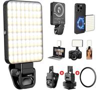 128LED Lumière Téléphone Selfie Light,magnétique Lampe à Selfie Flash Portable 3 Modes d'éclairage ajustés et 10 Niveaux de luminosité pour téléphone, Caméra, Ordinateur Portable,TikTok (Black)