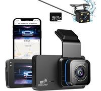 1296P Car Dashcam, Car Camera, In-Car Camera with 64G SD Card, WiFi & App, GPS, Loop Recording, 3 Inch IPS Screen, 140° Wide Angle, Rear View Camera, Max 128GB