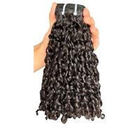 12A Double Weft Pixie Bouncy Curly Human Hair 1 Bundle Burmese Unprocessed Brazilian Raw Virgin Hair Quick Weave Extensions Natural Color Quick Weave(16 Inch)