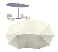 12Baleines Toile De Rechange pour Parasol Double, Grand Format Et Plus Grandes Surface D'ombrage, Robuste Housse Supérieure pour Parasol De Jardin, Résistant À l'eau Protection UV(Off-White)