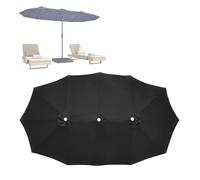 12Baleines Toile De Rechange pour Parasol Double, Grand Format Et Plus Grandes Surface D'ombrage, Robuste Housse Supérieure pour Parasol De Jardin, Résistant À l'eau Protection UV(Black)
