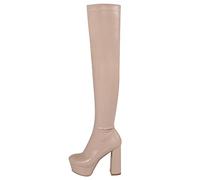 12CM/4.72IN Femmes Over-The-Knee Boots Chunky élastique Catwalk Nightclub Chaussures à Talons Hauts Sexy Fashion Boots Pole Dancing Strip Boots,Beige,43 EU