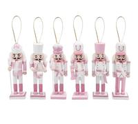 12cm Soldat Casse Noisette en Bois Rose,6 Pièces Mini Casse-Noisette Figurine Traditionnelle Décoration de Noël,Poupée de Noël Classiques en Bois Décoration Suspendue Arbre de Noel pour La Maison