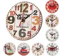 12cm Vintage Rustique Ronde Horloge Murale en Bois Chic Antique Maison Bureau Décor Cadeaux - #6