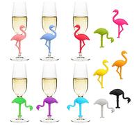 12Couleurs Flamingo Marque-verres Party Marqueurs de Verre à Vin Marqueurs de Vin Silicone étiquettes pour Verres à Vin Identificateur Verre Marqueurs à Boisson Décoration Verre à Vin